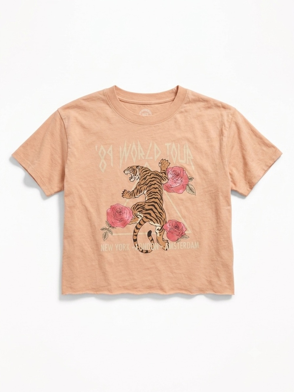 Graphic Tiger '84 World Tour Tee- Peach (Girls)